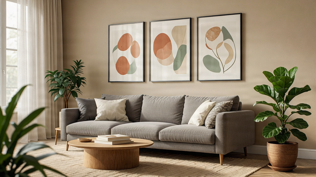 Affordable modern living room with practical furniture and warm colors.